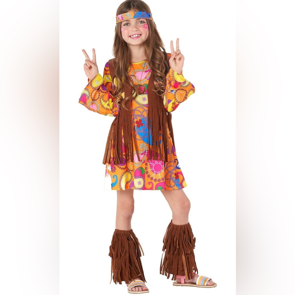 NWOT Kids Hippie Costume Set Size Large